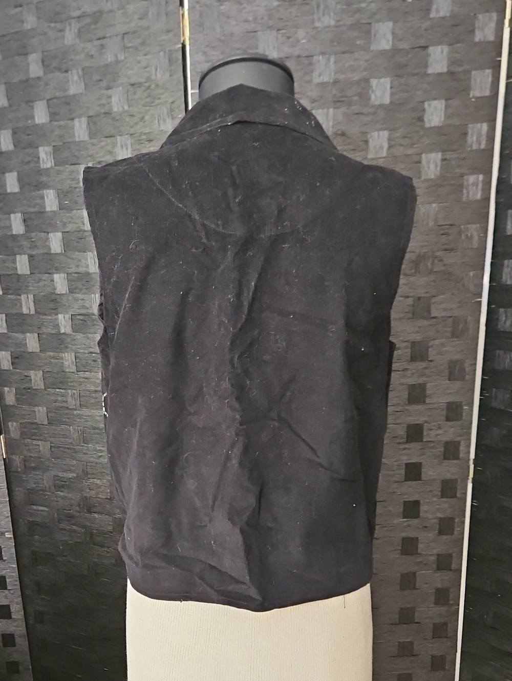 Tantrums Black Halloween Patchwork Vest with Orange & Cream Accents Size Medium - Picture 5 of 11